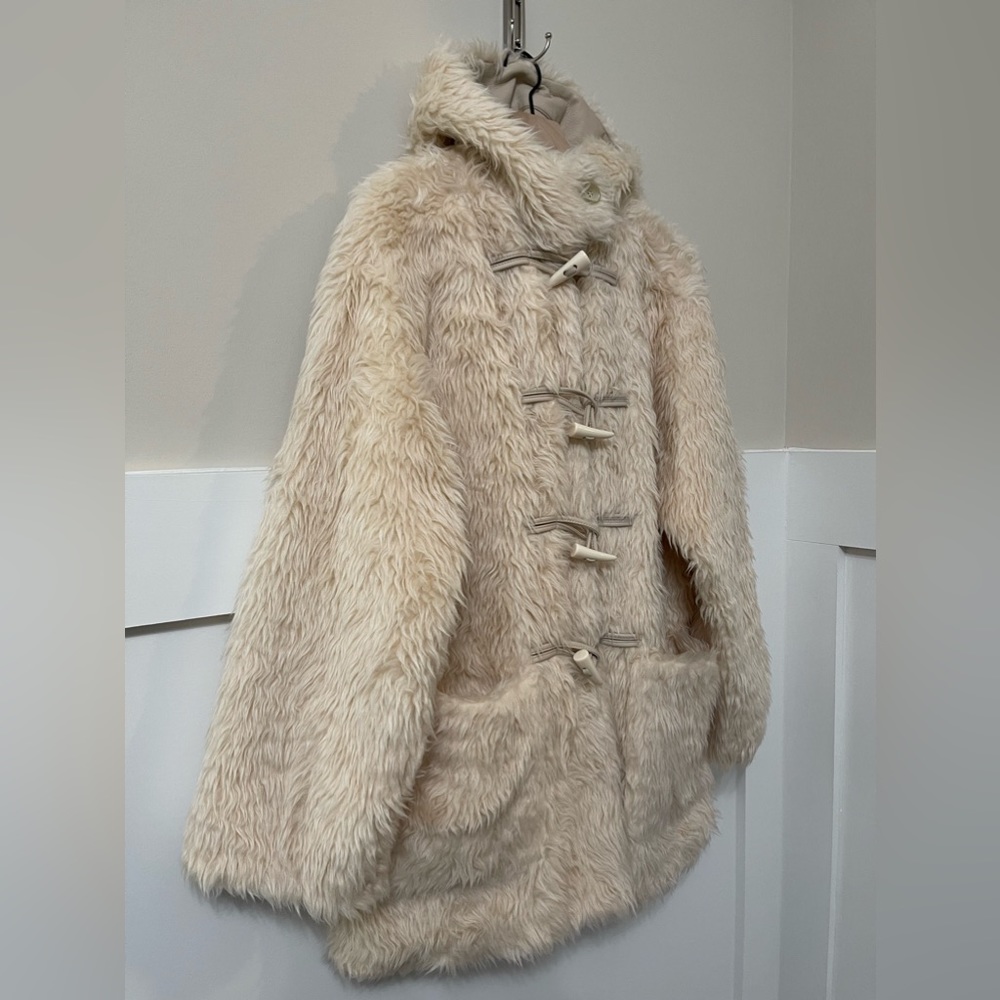 A.L.C. Winston Faux Fur Wool-Blend Shearing Hooded Toggle Coat Size XL - Picture 10 of 14